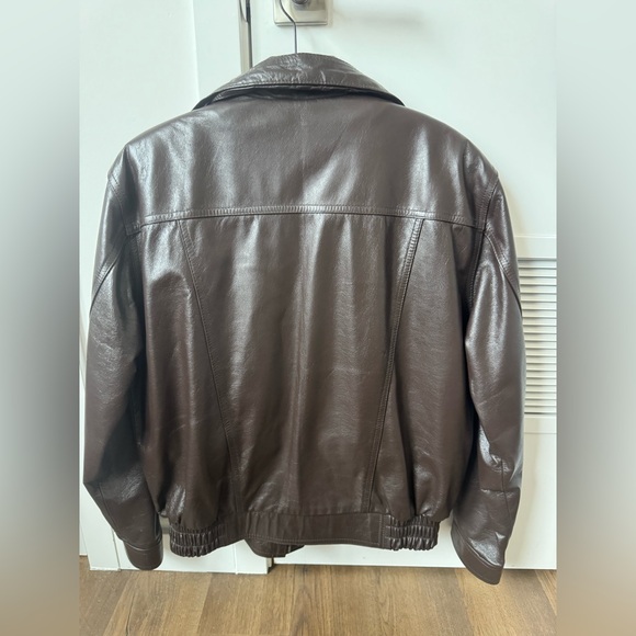 💯 Authentic Playboy Brown Leather Bomber Jacket - Picture 5 of 13